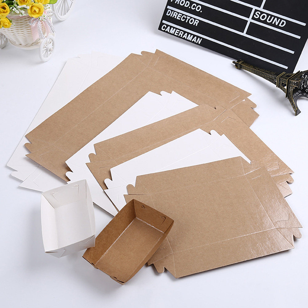 Food Packed Snacks - 30Pcs Boat Shaped Kraft Paper Disposable