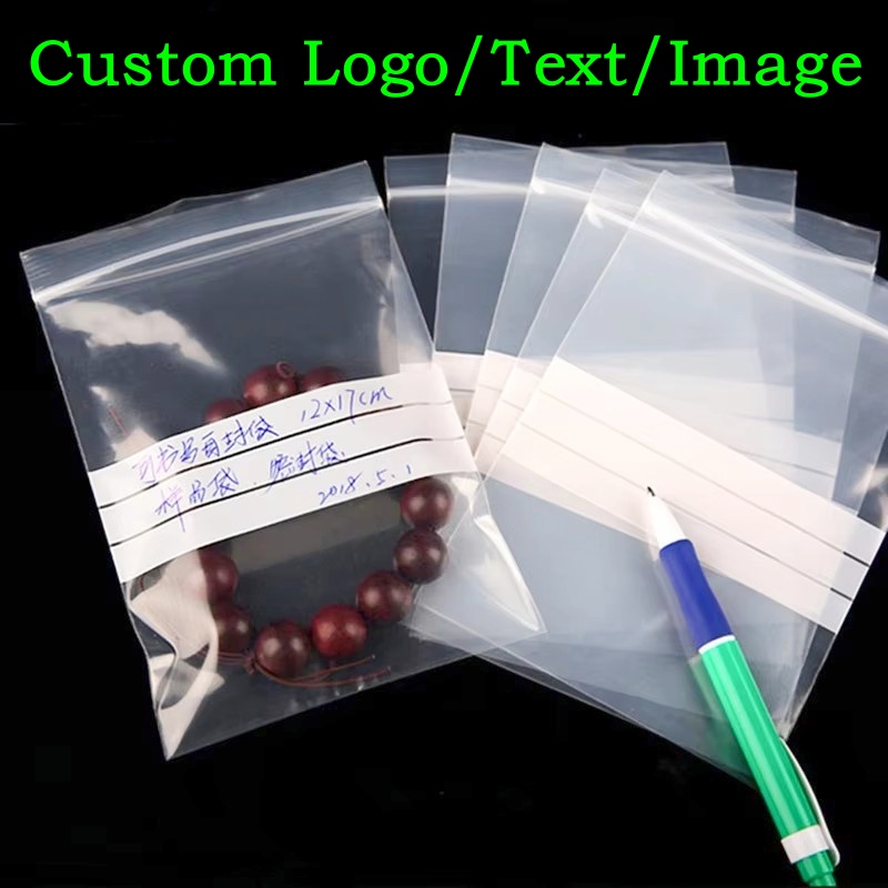 Logo Food Snack - 200PCS PE Clear Plastic Writing Ziplock