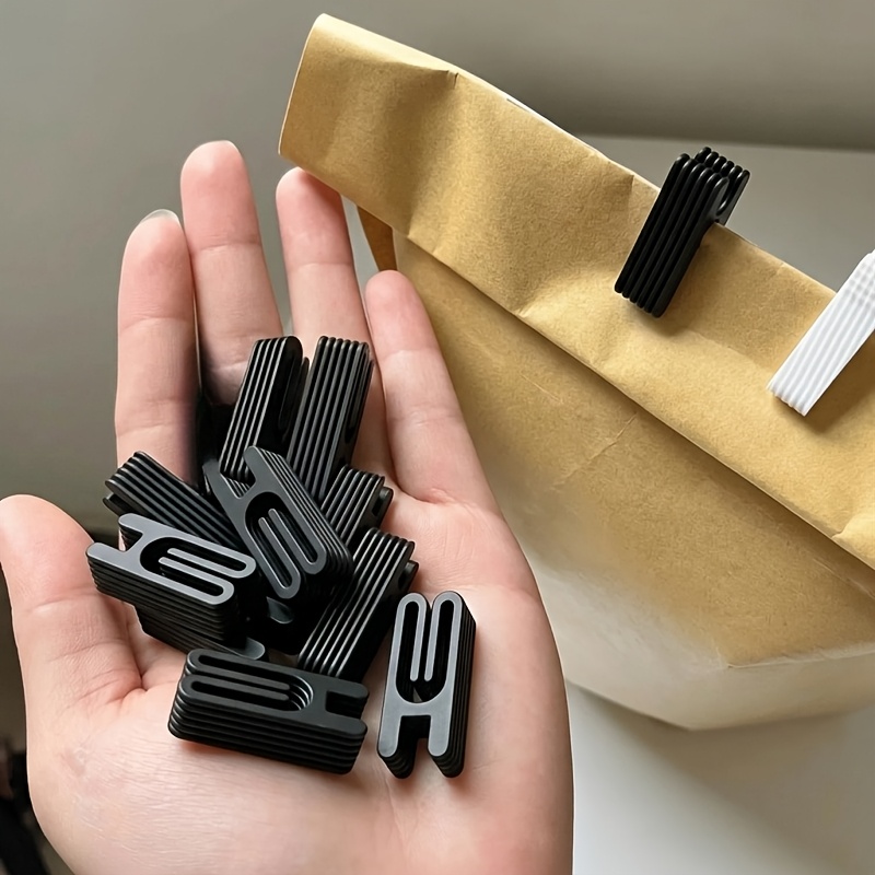 Food Packed Snacks - 10-Pack Black Snack Bag Sealing Clips,