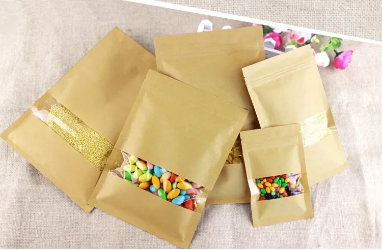 Flat Bottom Kraft Paper Ziploc - Logo Food Snack review and price