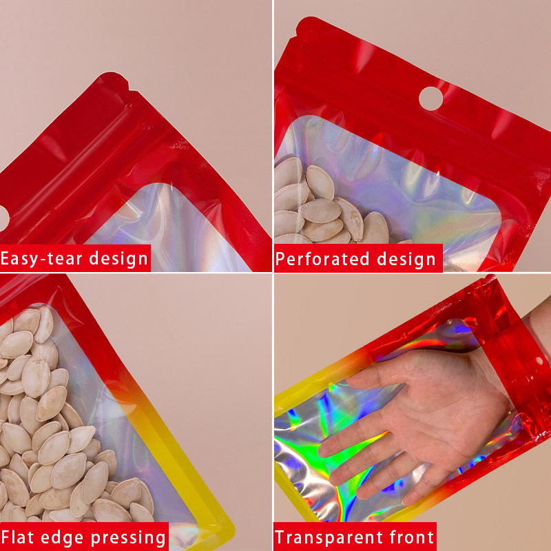Holographic Color Square Zippe - Food Packed Snacks review and price