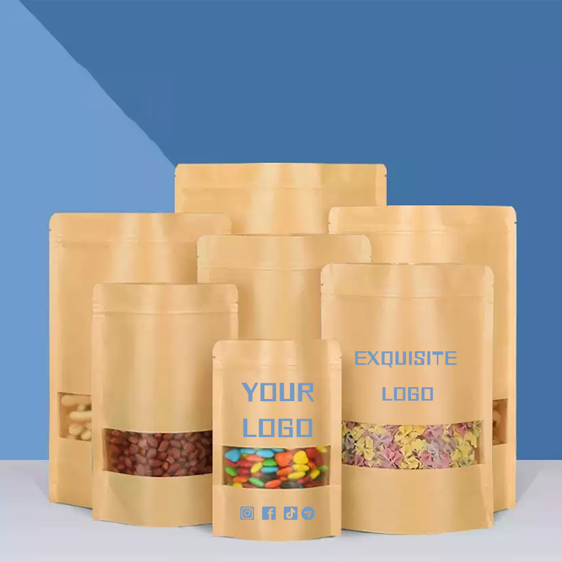 50 kraft paper bags,windowed s - Logo Food Snack review and price