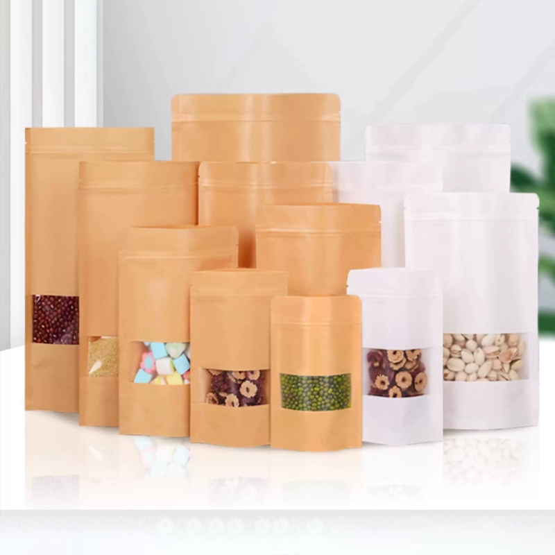 50 kraft paper bags,windowed s - Logo Food Snack review and price